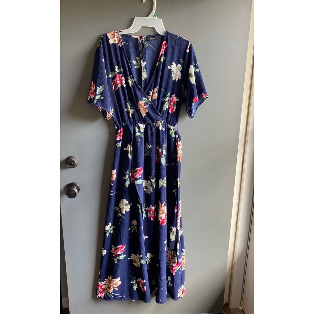 Navy blue floral maxi dress